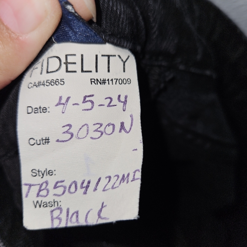 Fidelity Black Wide Leg Jeans, Size 27, High Rise, NWOT (Sample) - Picture 4 of 4